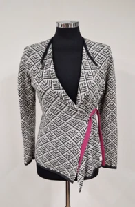 Odd Molly white black knitted jacket size 1 UK 8/10 cotton cardigan jumper wrap - Picture 1 of 10