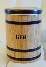Vintage "Keg" Barrel Canister Tin Metal Cookie Jar Container Collectible Cheinco