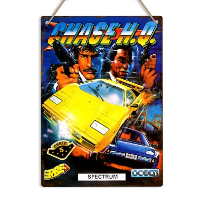 CHINTANAPRINTS CHASE HQ ZX Spectrum Insegna da parete retrò in metallo Sinclair vintage scatola da gioco arte regalo