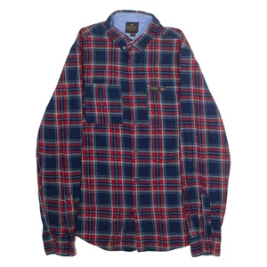 BENCH Mens Flannel Shirt Blue Check Long Sleeve S - Picture 1 of 6