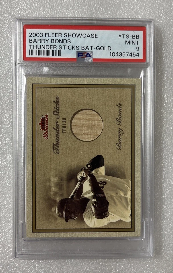 2003 Fleer Showcase Barry Bonds Thunder Sticks Gold Game Used Bat /99 Bat PSA 9 - Image 1 of 4