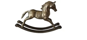Vintage Solid Brass Rocking Horse Figurine Made In Korea. 6” Tall 8” Wide - Picture 1 of 7