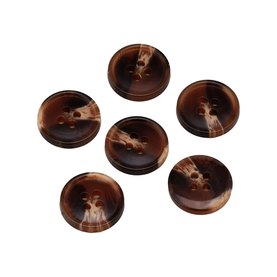 20Pcs Brown Tortoiseshell Resin Buttons, 4-Hole, for Clothing & Crafts 15-25mm - Image 1 of 4