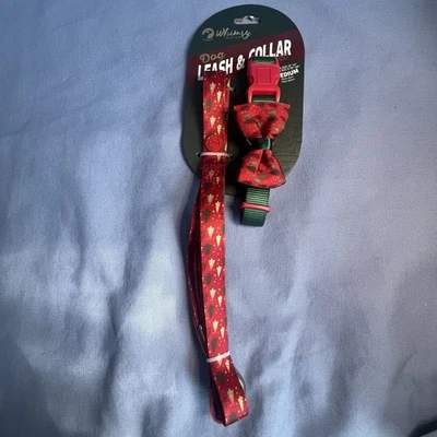 Juego de correa y collar Whimsy para perro mediano vacaciones de Navidad nuevo Foto 1 de 4