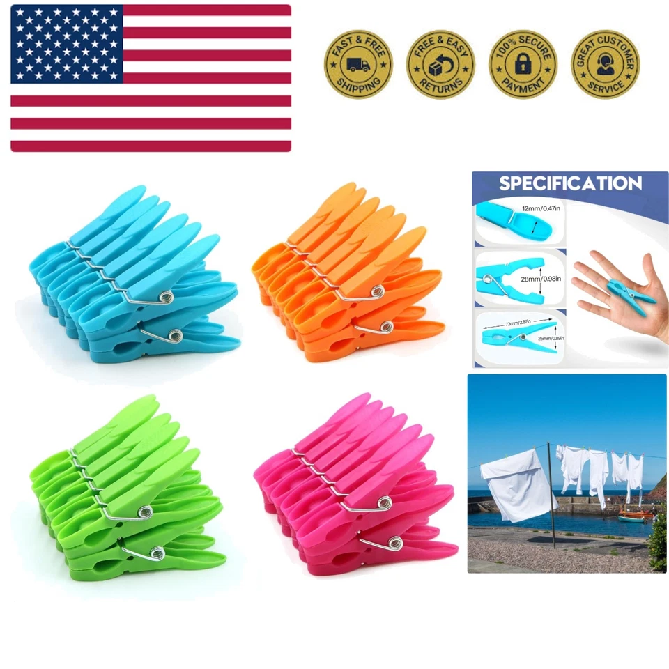 48 paquetes de pinzas de plástico coloridas perchas clips alfileres de ropa de alta resistencia L... Foto 1 de 4
