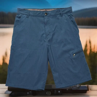 Pantalones Cortos Carga Wrangler Performance Juveniles 18-30x11 Azul Frente Plano Senderismo Elastizados Foto 1 de 4