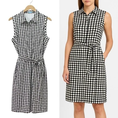 Vestido Camisa J. McLaughlin Talla XL Sin Mangas Negro Tostado Blanco Punto Catalina Tela Foto 1 de 4