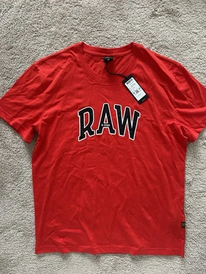 NUEVO CON ETIQUETAS G-STAR RAW Hombre’s Rojo Cuello Redondo Camiseta - Hombre’s Talla Grande Foto 1 de 4