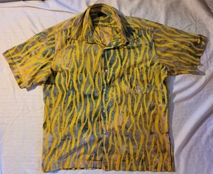 Vintage Craig Joseph Painted Abstract Graphic Button Up Shirt Mens Size Med 80s - Picture 1 of 9