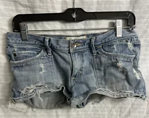 Abercrombie & Fitch Women Shorts Blue Denim Pockets Distressed Cut Off Size 4 - Picture 1 of 6