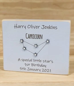 1st Birthday Gift Personalised Star Sign Zodiac keepsake Baby Child Cute Present - Picture 1 of 9