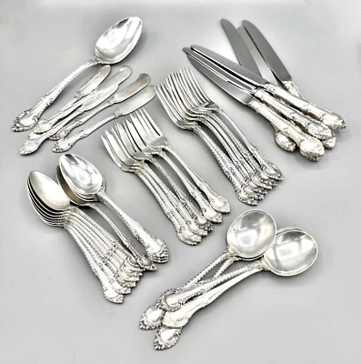 Juego de cubiertos de plata de ley GORHAM English Gadroon 40 piezas 1637 gramos Foto 1 de 4