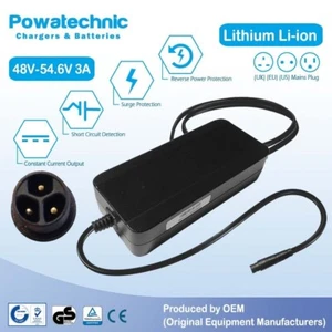 54.6V 3A MAX 3-pin Charger for 48V QuietKat (2020-2023) series e-bike battery - Picture 1 of 2