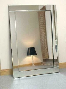 Chloe Silver Glass Frame Rectangle Bevelled Venetian Wall Mirror 90cm X 60cm - Picture 1 of 6