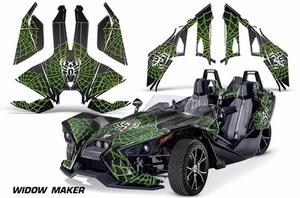 Roadster Graphics Kit Decal For Polaris Slingshot SL 2015-2023 WIDOW GRN BK - Picture 1 of 2