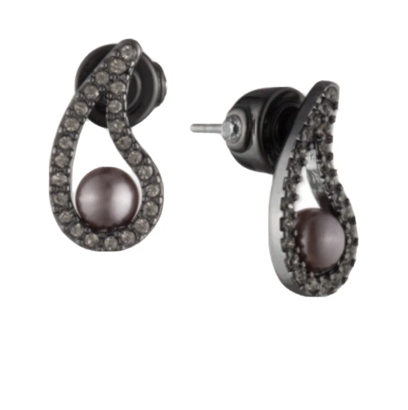 $35 Aretes Carolee tono hematita pavé y perlas de imitación en púrpura X89 Foto 1 de 2