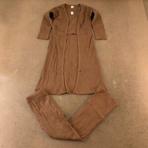 Shein Girl's 4-5 Brown Ribbed Knit 3 Piece Long Cardigan Tank & Bootcut Pant Set
