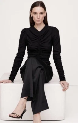 New With Tags banana republic Crepe Ruched Top Sz Large Black #747422 - Image 1 of 4