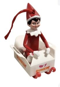 2022 Dunkin Donuts Ornament Elf On The Shelf In A Munchkins Box Sled