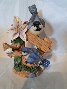 Vtg Resin American Blue Birds On A Fence - Picture 1 of 5