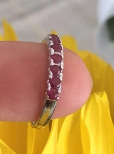18KT WHITE GOLD RING WITH GENUINE GEMSTONES RUBY SIZE 6.5 WEIGHT 2.2g FINEST - Picture 1 of 20