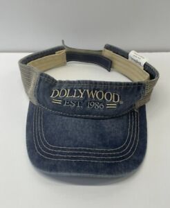 Dollywood Sun Visor Hat Cap Blue Denim Beige Mesh Adjustable Unisex OSFM