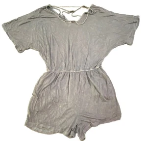 Kori America Women M Romper Purple Distressed Shorts Strappy - Picture 1 of 5
