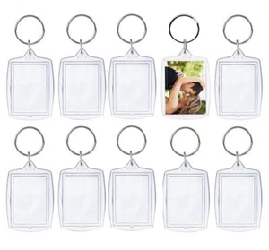 25 Pcs Acrylic Blank Insert Photo Picture Frame Keychain Keyring for Men Women - Picture 1 of 9