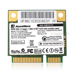 Realtek RTL8188CEBT Wi-Fi 802.11 b/g/n + BT 3.0 150Mbps PCI-E WLAN Combo Card - Picture 1 of 9