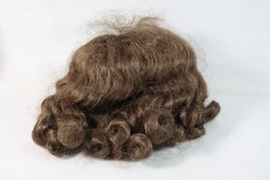Vintage Doll Wig Curly Brunette Hair for French or German Bisque Doll Mohair? - Picture 1 of 13