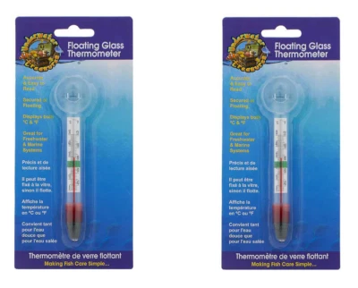 UNDERWATER TREASURES FLOATING GLASS  AQUARIUM THERMOMETERS 10306  2X - Image 1 of 2