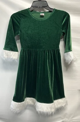 Vestido de terciopelo verde manga larga Holiday Time para niñas talla M 7/8 Foto 1 de 4