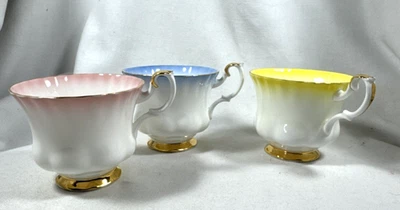 TAZA DE TÉ ARCO IRIS DE COLECCIÓN ROYAL ALBERT BONE CHINA INGLATERRA AMARILLO AZUL ROSA SOLAMENTE Foto 1 de 4