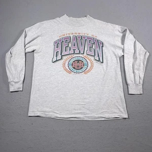 Vintage University of Heaven Shirt Mens XL Gray Signal Sport Long Sleeve 90s USA - Picture 1 of 9