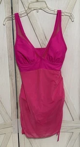 Vestido de baño para mujer Shein rosa intenso ajustable correa ancha malla acanalada talla mediana - Imagen 1 de 7