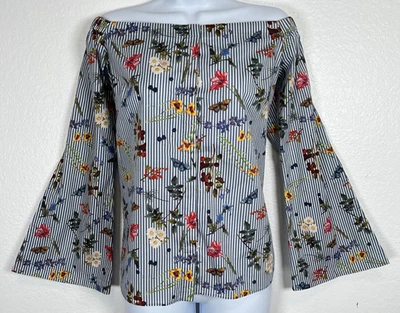 Bailey 44 Top Mujer L Azul Fuera del Hombro Preppy Femenino Mangas Campana Foto 1 de 4