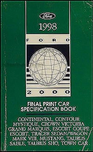 1998 Mercury Servizio Specifiche Manuale Grand Marquis Sable Tracer Mystique - Immagine 1 di 1