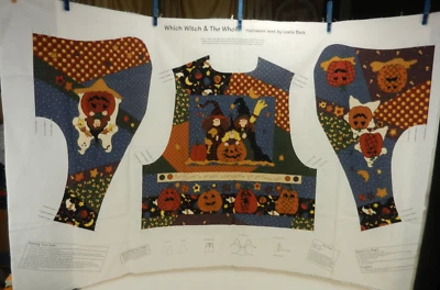 "Which Witch & The Who?" Halloween Vest - Leslie Beck Fabric Panel S-M-L Cut/Sew - Image 1 of 4