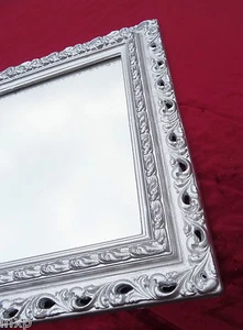 Espejo de pared 43x36 espejo BARROCO rectangular repro PLATA marco de fotos Arabesco 1 - Imagen 1 de 7