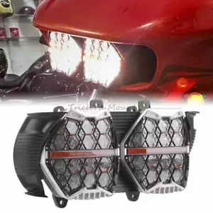 Moto 240W Dual Honeycomb LED Headlight DRL for Harley Road Glide FLTRX CVO 15-23 - Imagen 1 de 23