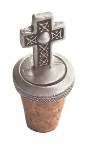 Tappo bottiglia in peltro con motivo croce celtica - peltro inglese fatto a mano - Foto 1 di 5