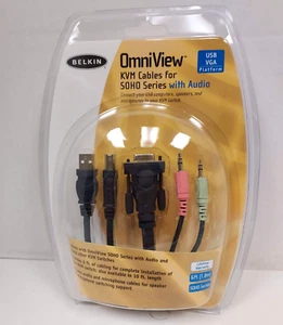 Belkin OmniView KVM Cables For SOHO Series With Audio USB VGA Platform 6ft - Afbeelding 1 van 3
