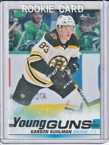 Karson Kuhlman Boston Bruins 2019-20 Upper Deck Young Guns Rookie Card #248