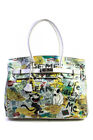 Sophie Lemaitre Womens Cartoon Graffiti Top Handle Flap Tote Handbag Multicolor