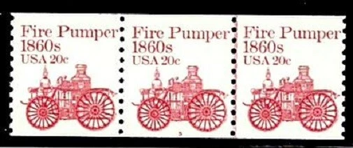 US SC#1908 BOMBA CONTRA INCENDIOS - BOBINA DE TRANSPORTE SELLO POSTAL P#5 TIRA DE 3 MNH Foto 1 de 1