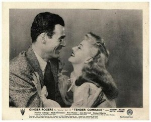 Tender Comrade Original Lobby Card Ginger Rogers Robert Ryan portrait 1943