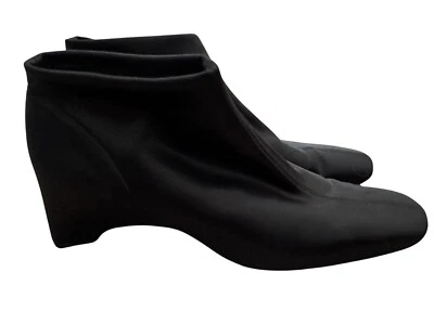 CALVIN KLEIN Bootie Black Block Heel Sock Bootie Hidden Wedge Size 7.5 US - Image 1 of 4