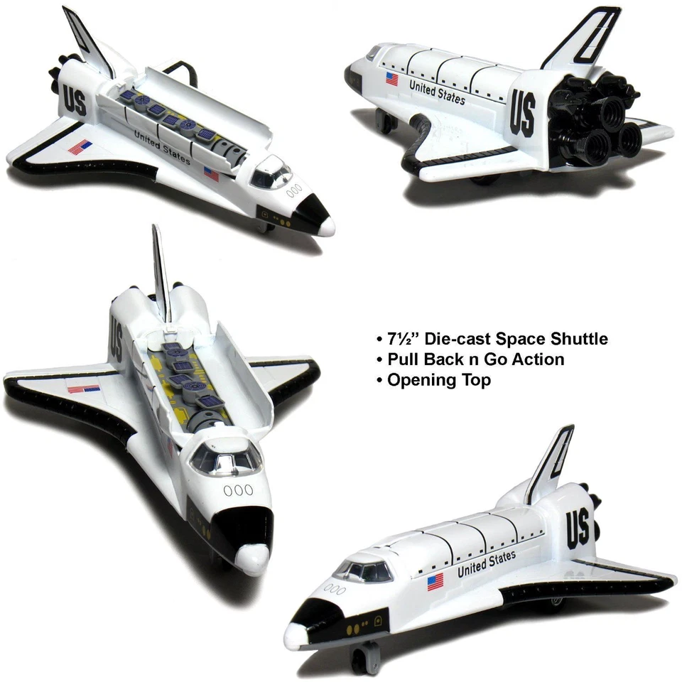 Transbordador Espacial 7.5" EE. UU. NASA Réplica Modelo Diecast Juguete Pull Action Cohete Ship Foto 1 de 3