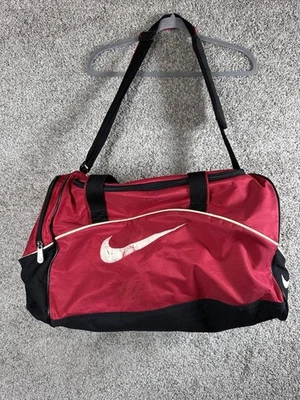 Nike Red Black Duffel Gym Bag Shoulder Strap Sports Swoosh Logo - Image 1 of 4