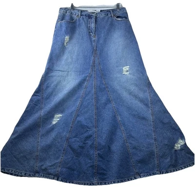 Maxi Trompeta Sirena Falda De Colección Años 90 Jeanology Denim Suelta Acampanada Western Talla 12 Foto 1 de 4